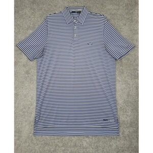 RLX Ralph Lauren Mens Medium Performance Polo Shirt Blue Striped Golf